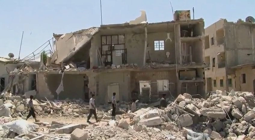Azaz Syria during the Syrian Civil War - a house missing its front