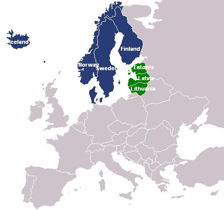A map of the Baltic Eight members of NATO