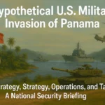 a stylized image of a a hypothetical us military invasion of Panama