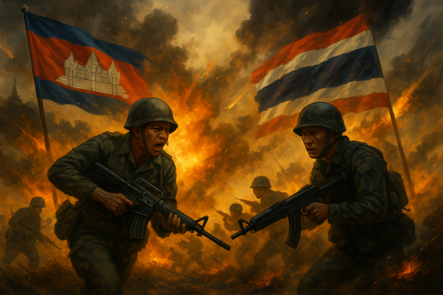 an image depicting cambodia and thailand having a flashpoint at the frontier