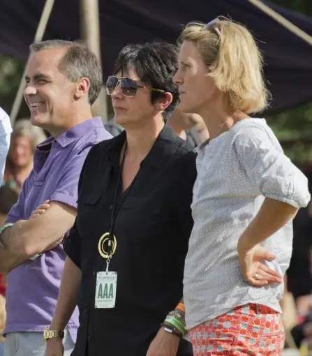 A photo of Mark Carney and his wife alongside Ghislaine Maxwell at the Wilderness Festival in 2013