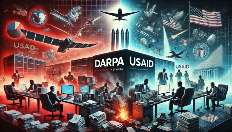 A stylized depiction of The $40B Black Hole vs. The $4B Revolution: Why DARPA Changes the World While USAID Burns Cash