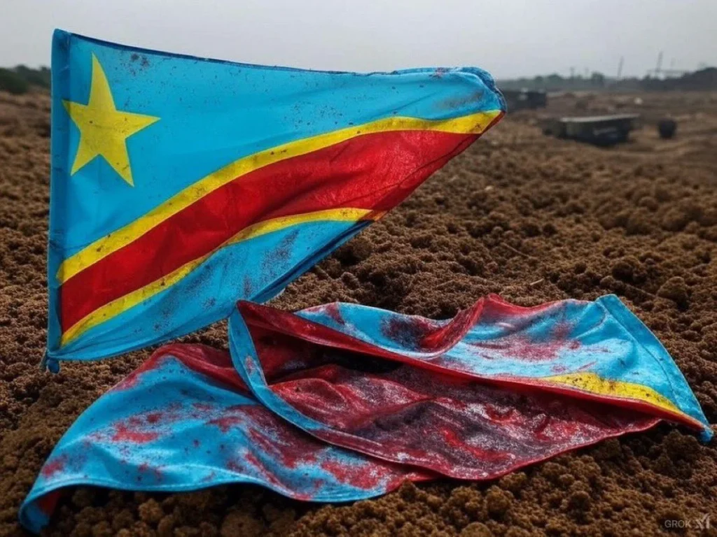 A picture of a blood-soaked Congolese flag