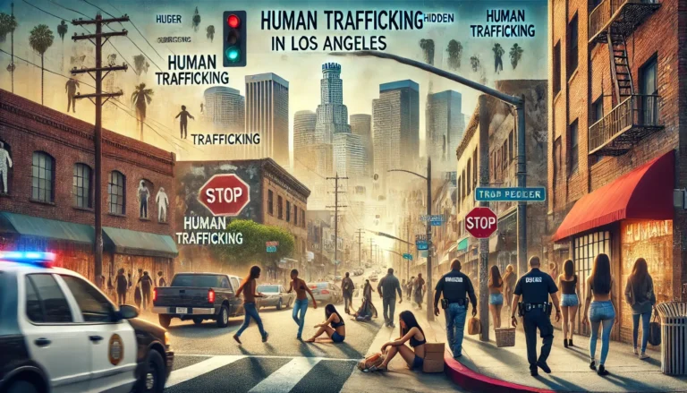 A stylized depiction of human trafficking in Los Angeles