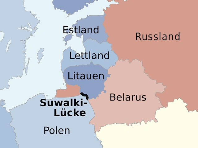 A map showing the location of the Suwalki Gap 