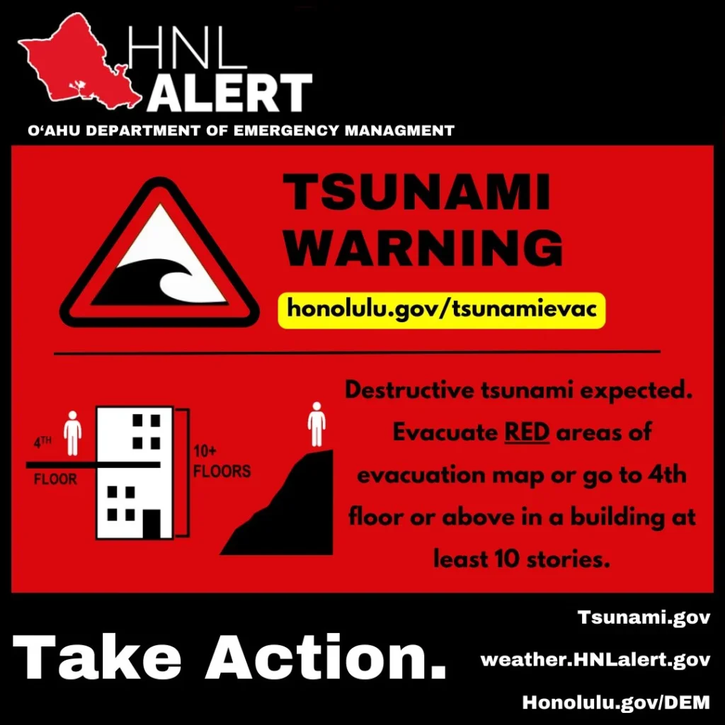 A tsunami evacuation alert for Oahu in Hawaii following the earthquake and tsunami of July 29, 2025