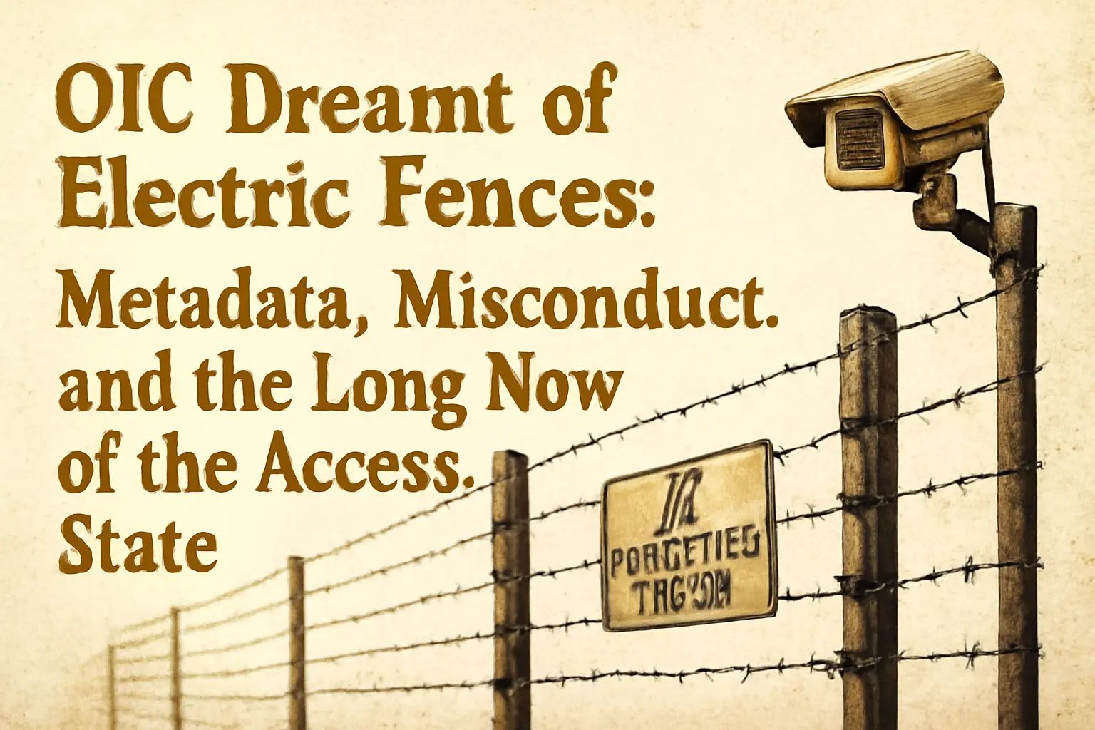 An image depicting OIC Dreamt of Electric Fences: Metadata, Misconduct, and the Long Now of the Access State