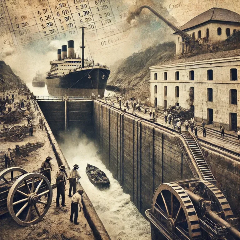 a stylized depiction of the Historical Costs of Building the Panama Canal
