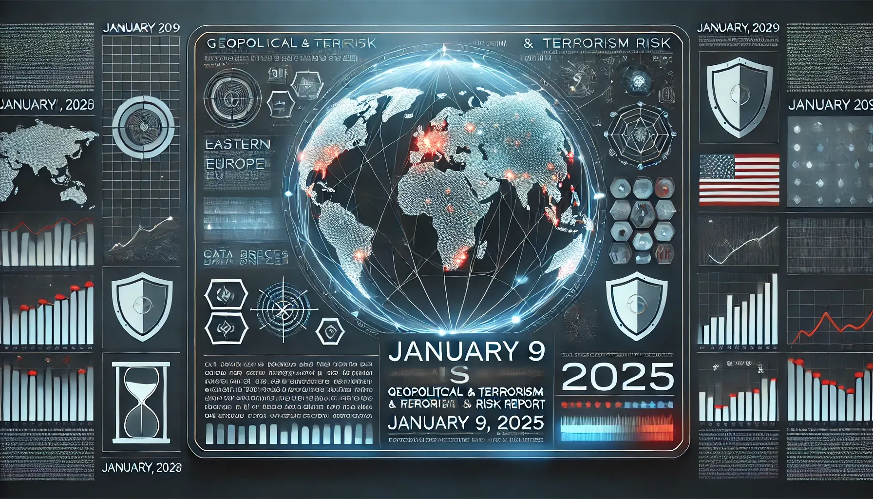 Stylized depictions of the Prime Rogue Daily Risk Report for January 9, 2025