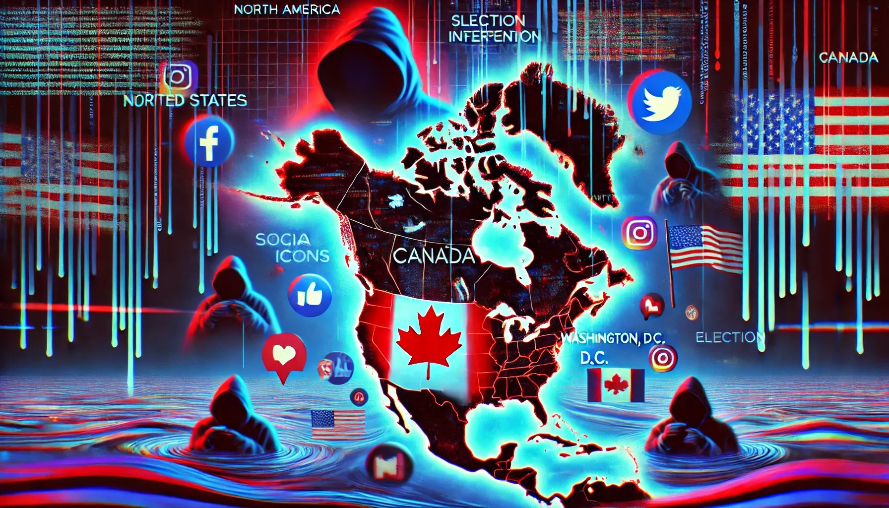 an image depicting Rigged from Washington: How U.S. Disinformation is Engineering Canada’s 2025 Election Takeover