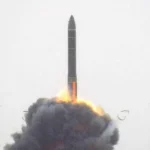 An image of a Russian ballistic missile being launched