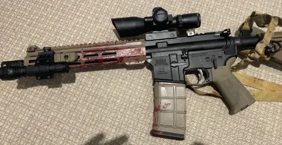 the blood soaked ar-15 used by Shane Devon Temura in his July 28, 2025 New York City mass shooting 