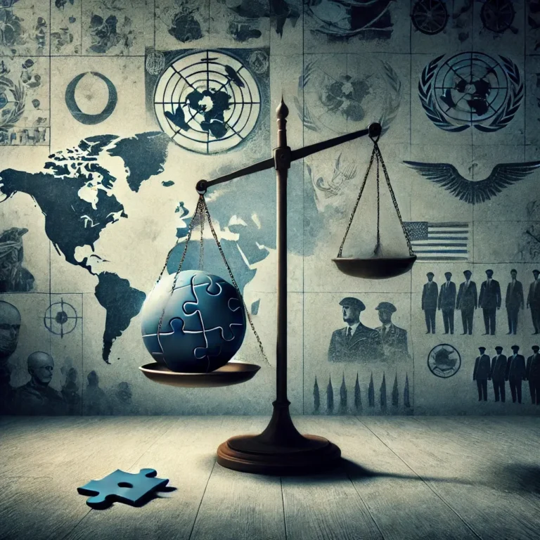 An image featuring the scales of justice meant to represent the causal logic of realism in international relations