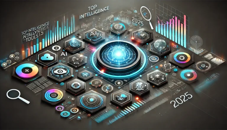an abstract image showing microchips and the text "Top Intelligence Analysis Tools for 2025