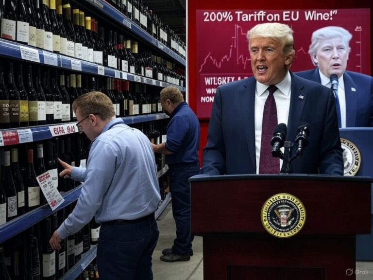 an image depicting Trump's 200% Tariff on European Wine & The Expanding U.S.-EU Trade War