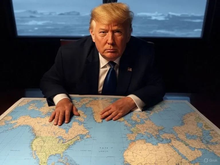 an image depicting The GIUK Gap, Greenland, and the Battle for Arctic Supremacy: NATO, Russia, and Trump’s Annexation Gambit