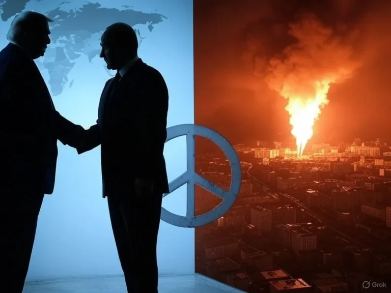 an image depicting Trump-Putin Ceasefire Deal Unravels: Russia Strikes Ukraine Hours After Phone Call