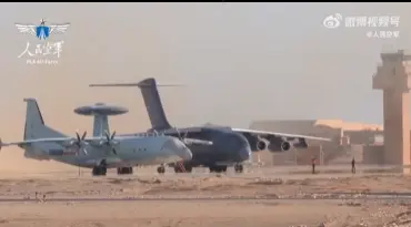A Chinese AWACs stationed next to an Egyptian military cargo jet in Egypt (April, 2025) 