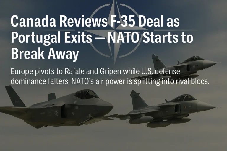 an image depicting Canada’s F-35 Review, Portugal’s Exit, and the NATO Breakaway: European Jets Rise as U.S. Grip Weakens