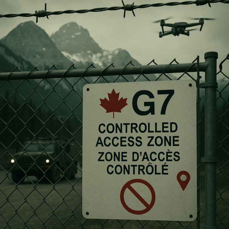 An image depicting G7 Kananaskis 2025: Security Lockdowns, Protest Zones, and the Theatre of Control - A Prime Rogue Inc Series, Part 1