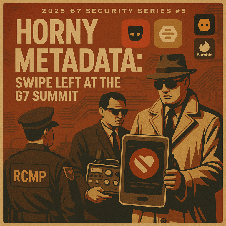 An image depicting Invading the G7 Using Dating Apps – Behavioral OSINT, Horny Metadata, and Summit Surveillance Gaps - 2025 G7 Security Series #5