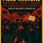 An image depicting The Protestor’s Field Manual: How to Survive, Subvert, and Document the Kananaskis 2025 G7 Perimeter 2025 G7 Security Series #15