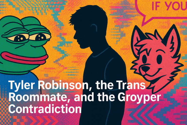 An image depicting Tyler Robinson, the Trans Roommate, and the Groyper Contradiction