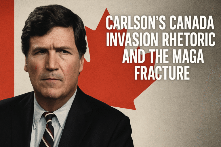 an image depicting Tucker Carlson’s Canada Invasion Rhetoric and the MAGA Fracture