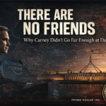 A header image depicting There Are No Friends: Why Carney Didn't Go Far Enough at Davos