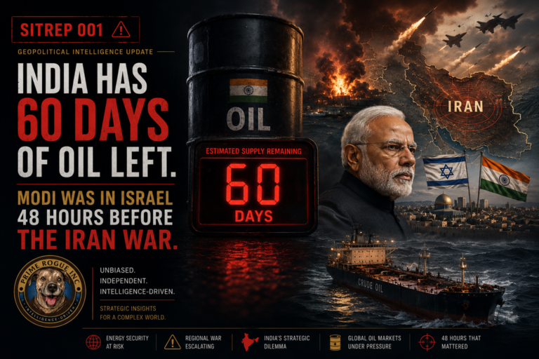 SITREP 001: India Has 60 Days of Oil Left. Modi Was in Israel 48 Hours Before the Iran War header image.