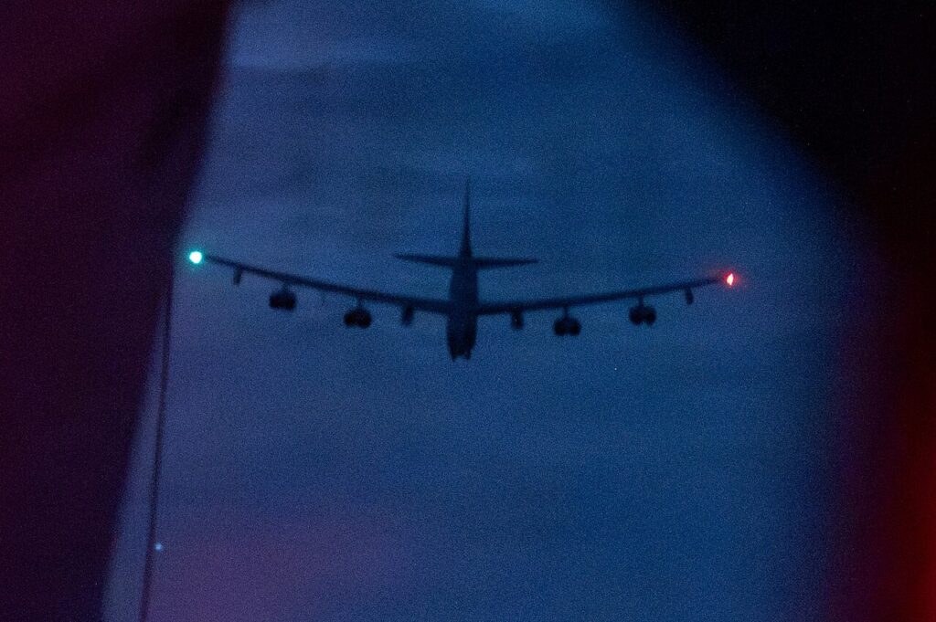 A photo of a B-52 during Operation Epic Fury By [null Courtesy] - This image was released by the United States Department of Defense with the ID 260326-D-D0477-8752 (next).This tag does not indicate the copyright status of the attached work. A normal copyright tag is still required. See Commons:Licensing.العربية ∙ বাংলা ∙Bahaso Jambi ∙Deutsch ∙ Deutsch (Sie-Form) ∙ English ∙ español ∙ euskara ∙ فارسی ∙ français ∙ italiano ∙ 日本語 ∙ 한국어 ∙ македонски ∙ മലയാളം ∙ Plattdüütsch ∙ Nederlands ∙ polski ∙ پښتو ∙ português ∙ русский ∙ slovenščina ∙ svenska ∙ Türkçe ∙ українська ∙ 简体中文 ∙ 繁體中文 ∙ +/−, Public Domain, https://commons.wikimedia.org/w/index.php?curid=187741654