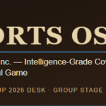 Prime Rogue Inc. Sports OSINT banner with circular dog logo, gold and navy on dark brown, reading 'Sports OSINT — Prime Rogue Inc.: Intelligence-Grade Coverage of the Beautiful Game