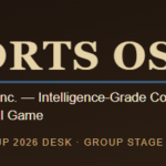 Prime Rogue Inc. Sports OSINT banner with circular dog logo, gold and navy on dark brown, reading 'Sports OSINT — Prime Rogue Inc.: Intelligence-Grade Coverage of the Beautiful Game