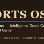 Prime Rogue Inc. Sports OSINT banner with circular dog logo, gold and navy on dark brown, reading 'Sports OSINT — Prime Rogue Inc.: Intelligence-Grade Coverage of the Beautiful Game