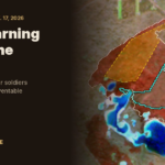 A satellite image of the burn scar at CFB Wainwright, with the fire before 3:16 p.m. outlined in yellow and the most likely area of the overrun outlined in teal, beside the title "Every warning was on the record."