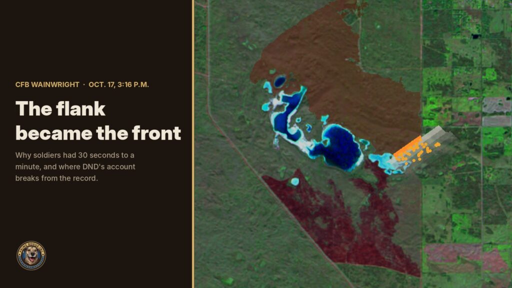 The fire's long side became its front when the wind swung northwest at 3:16 p.m. Map: Sentinel-2 (Copernicus) and NASA FIRMS. Graphic: Kevin Duska Jr. (Prime Rogue Inc.)
