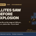 Prime Rogue Analysis header reading Satellites saw fire before the explosion, with the actual NASA detection pattern from CFB Wainwright plotted on the right.